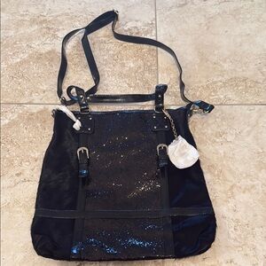 IMAN- Elegant Black Sequin crossbody Bag NWT
